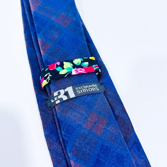 SIMONS Blue and brown plaid silk tie | Modern classic * - Picture 3 of 4